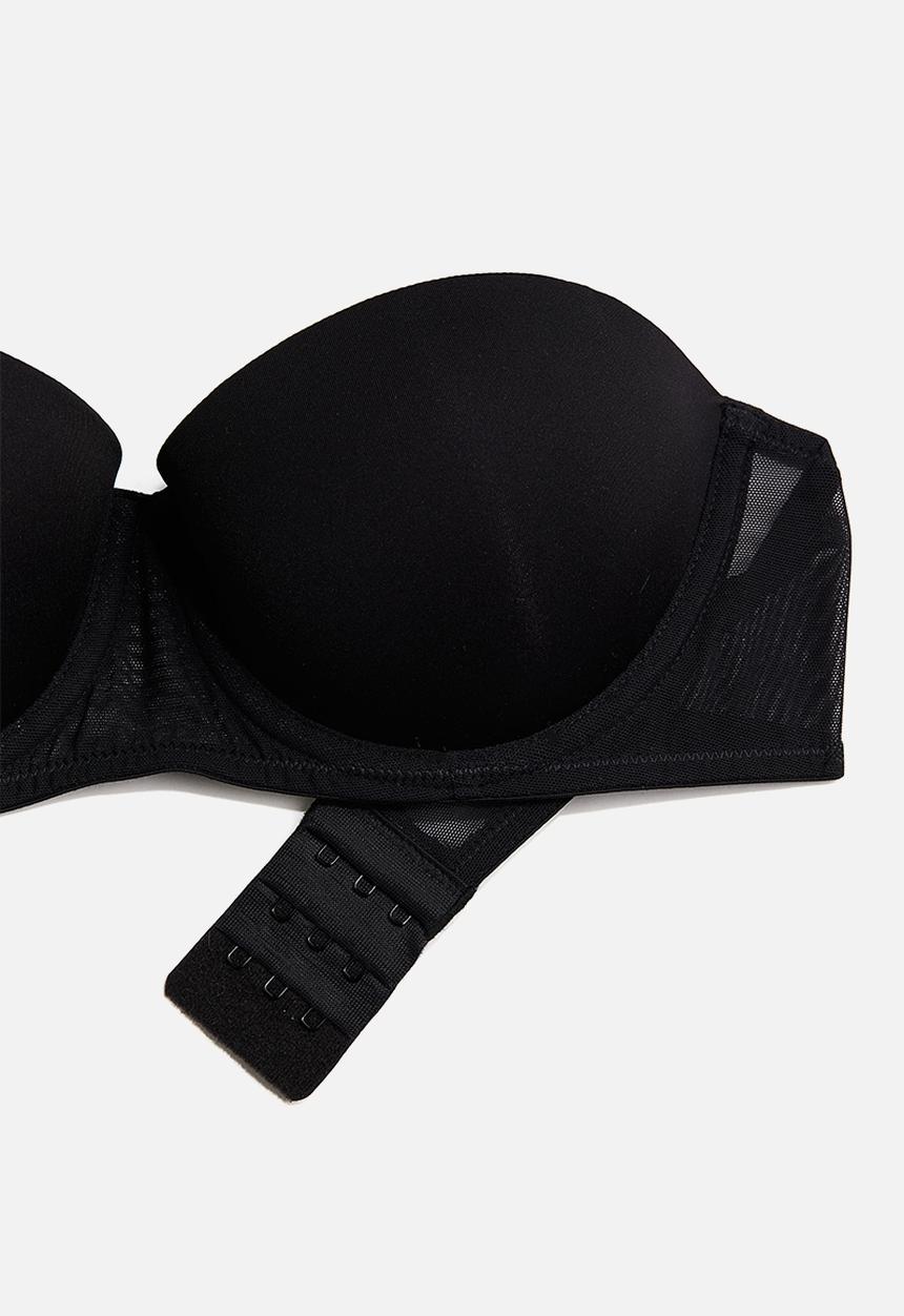 H&M - Padded microfibre balconette bra - black