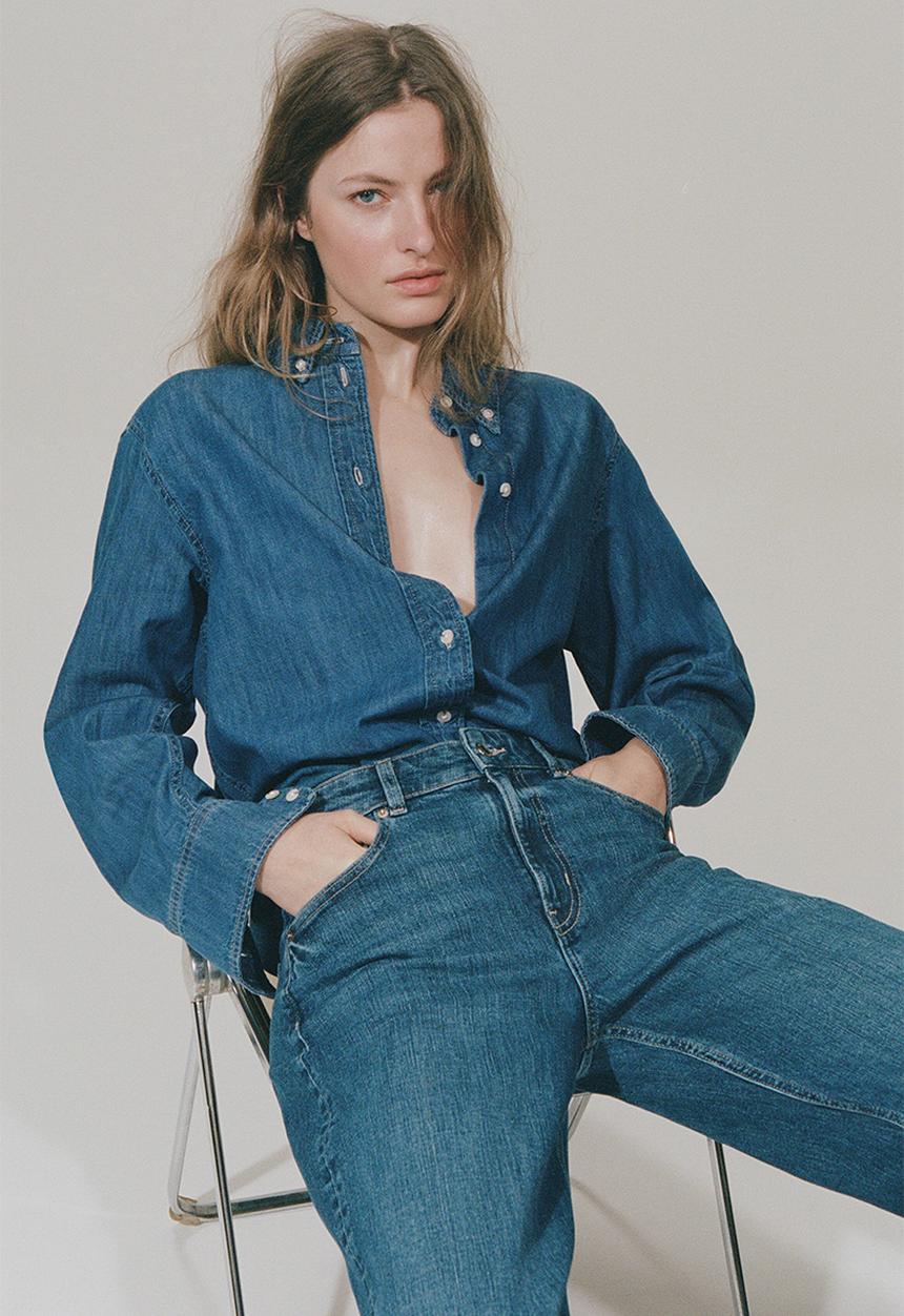 H&M - Wide high waist jeans - denim blue