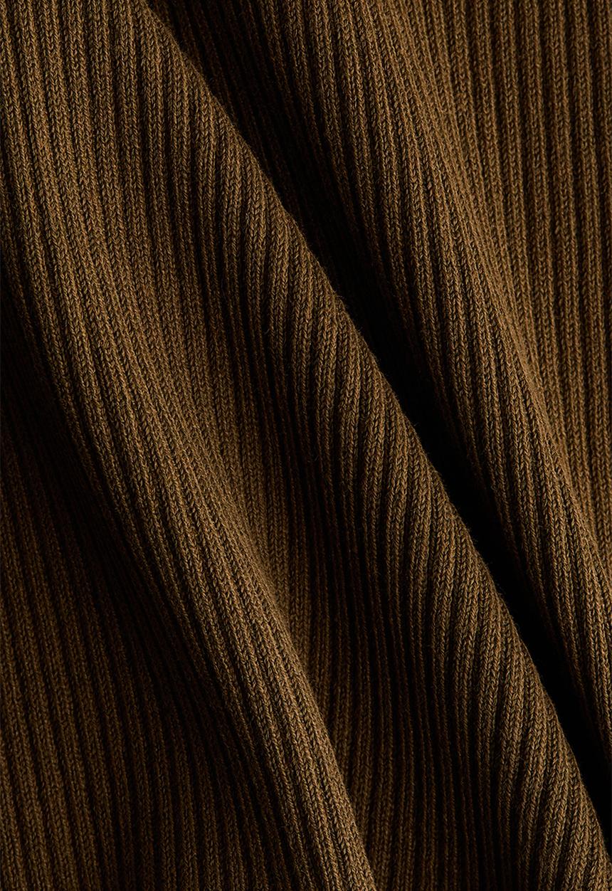 H&M - Rib-knit turtleneck top - dark brown