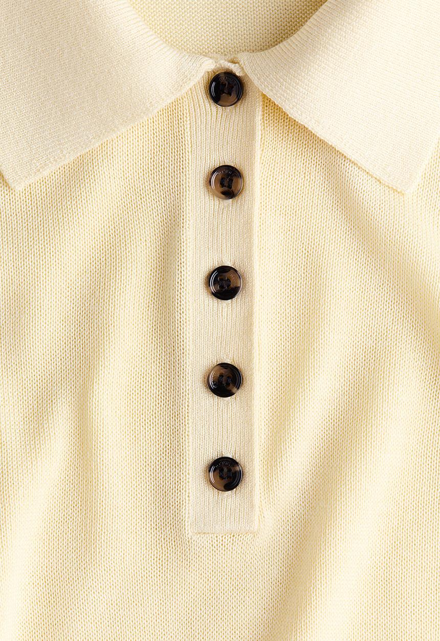 H&M - Fine-knit polo shirt - light yellow