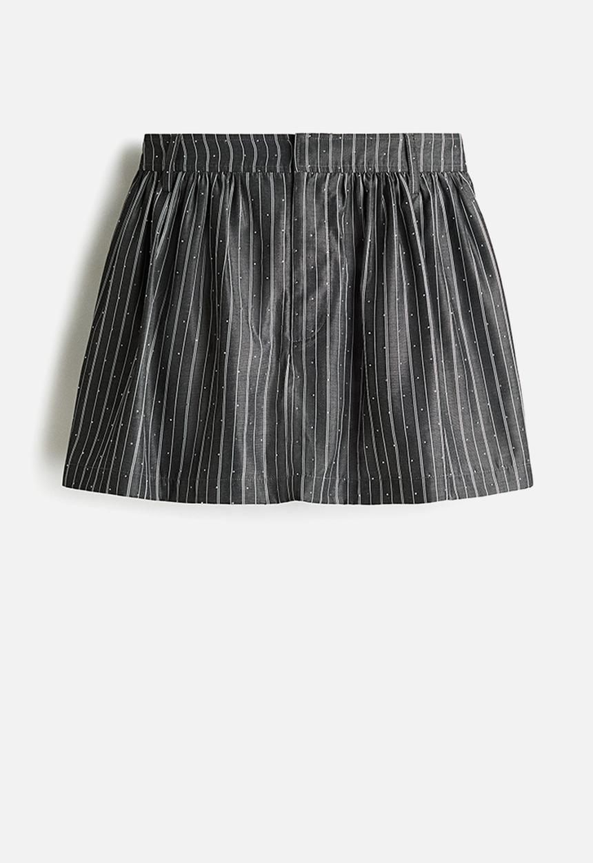 H&M - Embellished mini skort - dark grey/striped