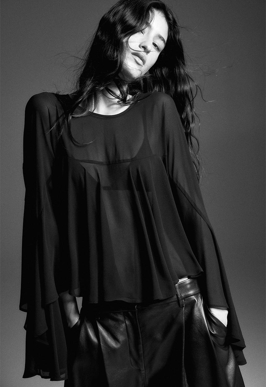 H&M - Flounced blouse - black