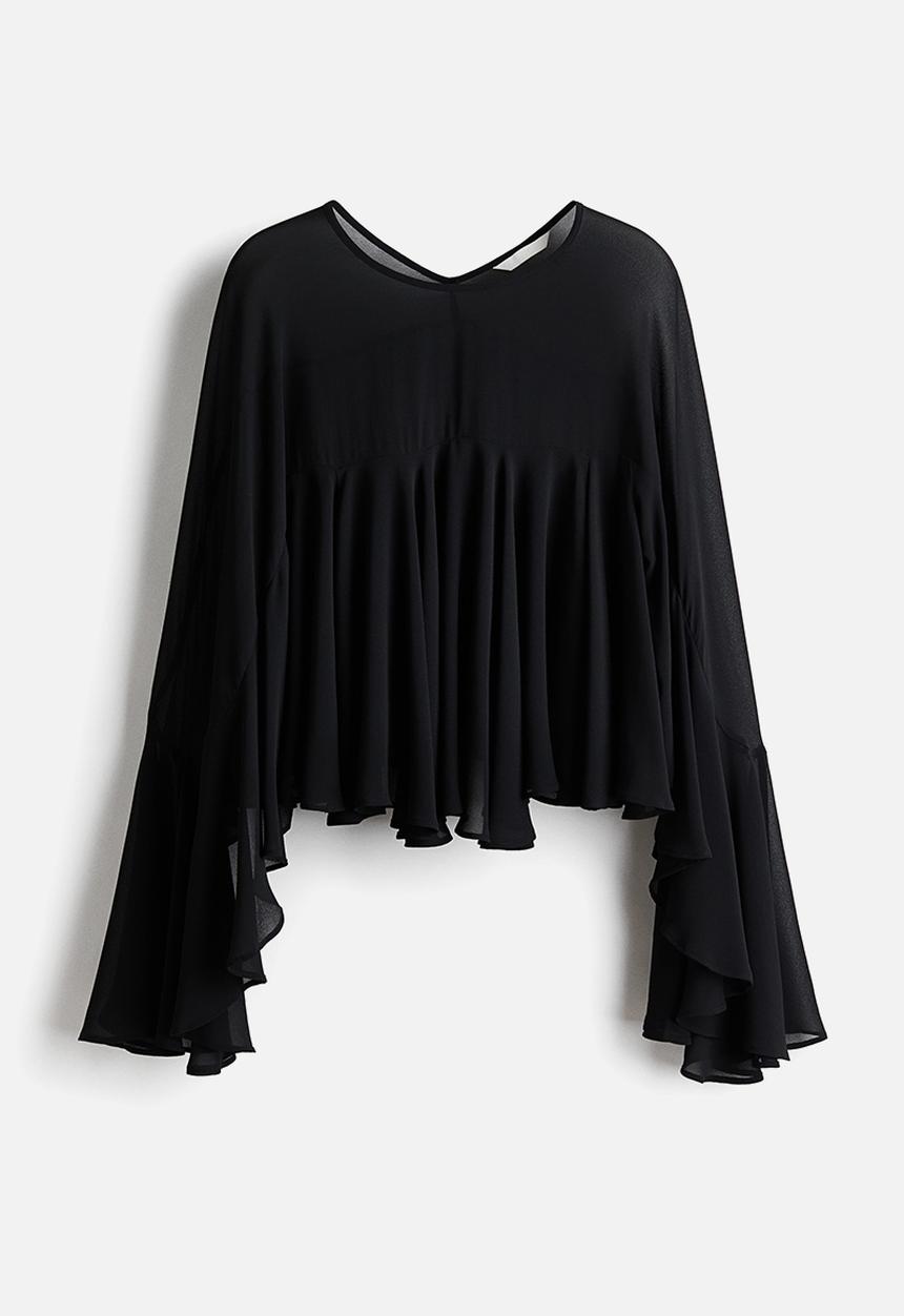 H&M - Flounced blouse - black