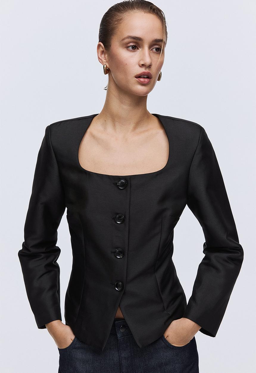 H&M - Square-neck blazer - black