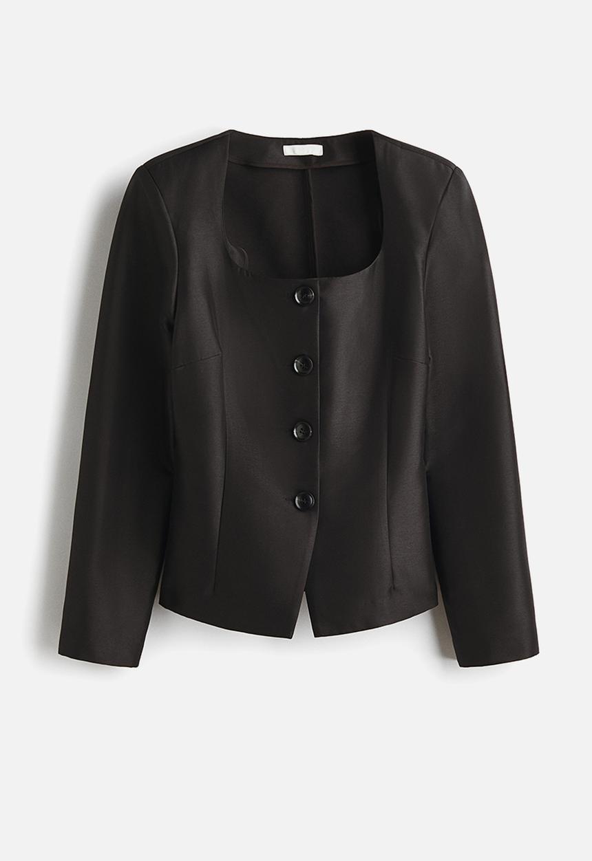 H&M - Square-neck blazer - black