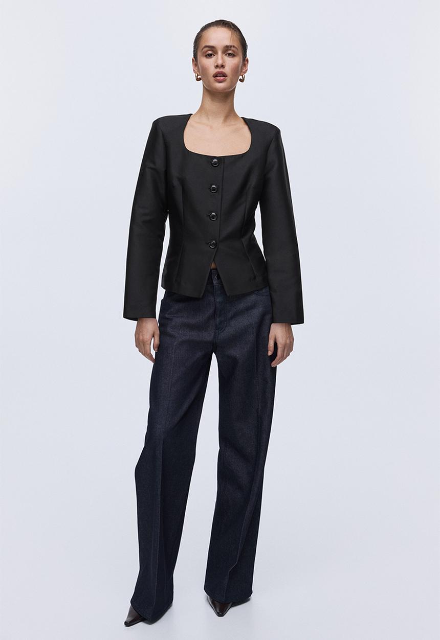 H&M - Square-neck blazer - black