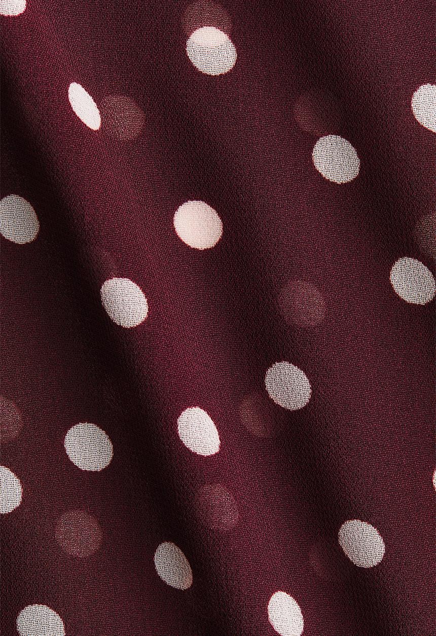 H&M - Scarf-collar blouse - burgundy/spotted