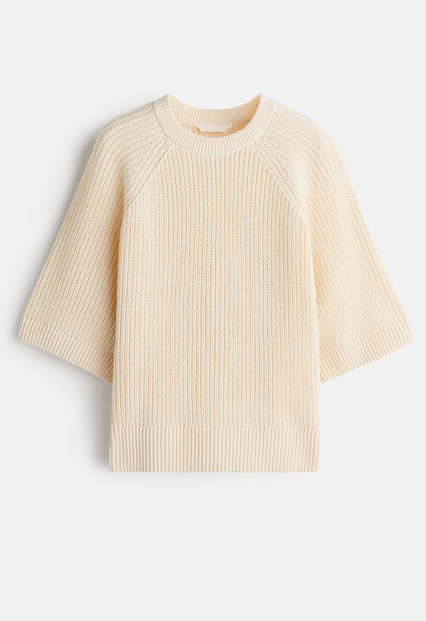 H&M - Short-sleeved jumper - light beige