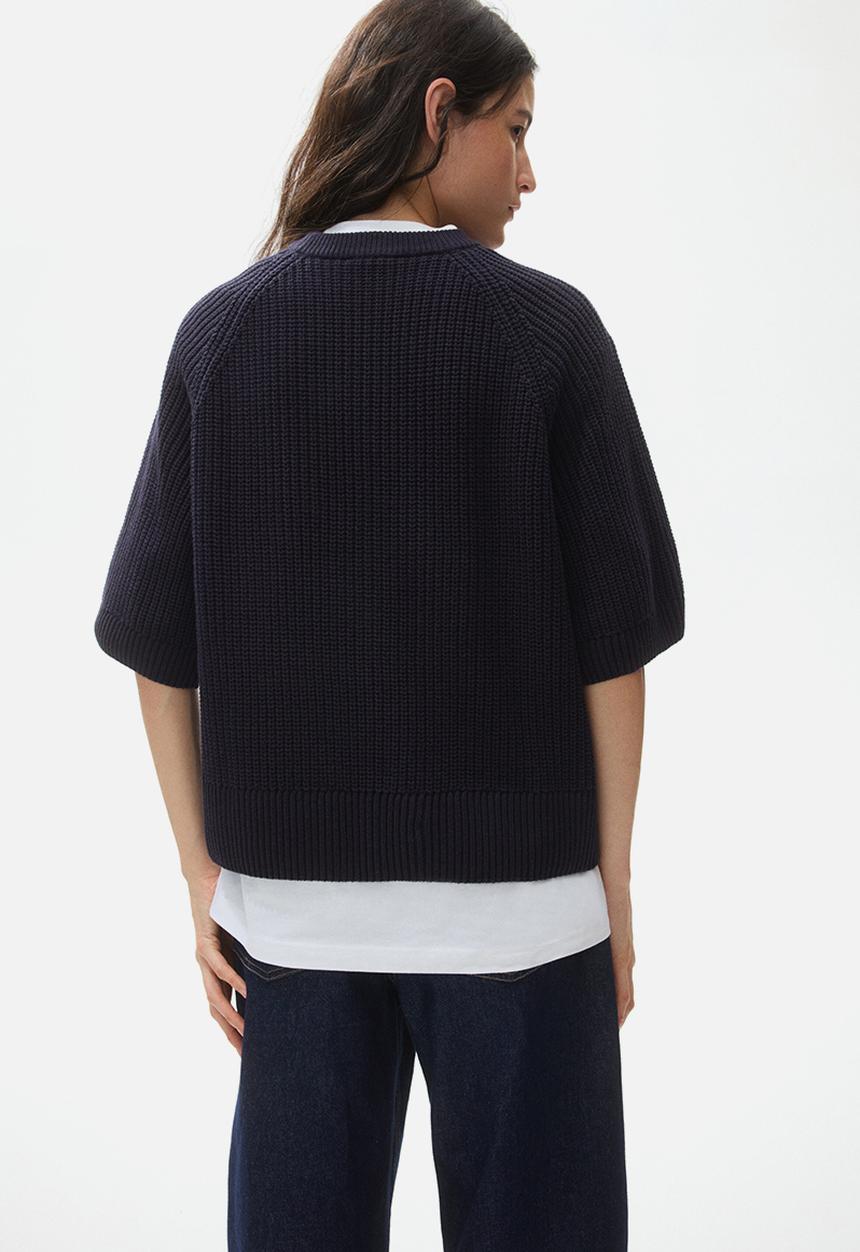 H&M - Short-sleeved jumper - navy blue
