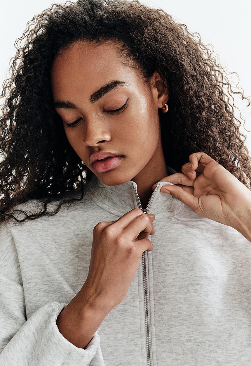 H&M - Scuba zip-through sweatshirt - light grey marl