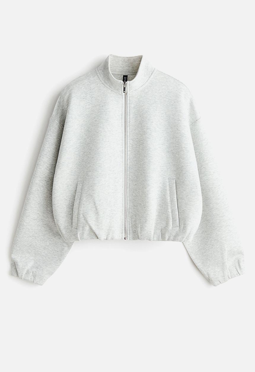 H&M - Scuba zip-through sweatshirt - light grey marl