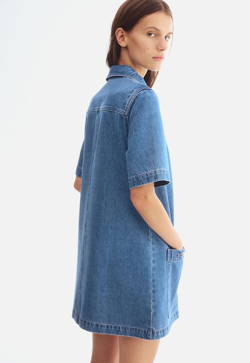 H&M - Zip-front denim dress - denim blue