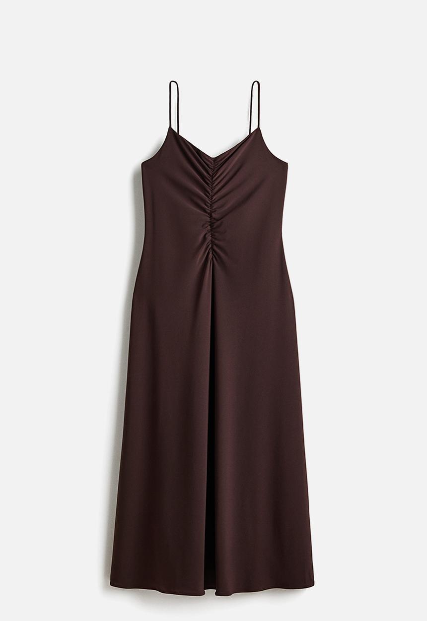 H&M - Gathered strappy dress - dark brown