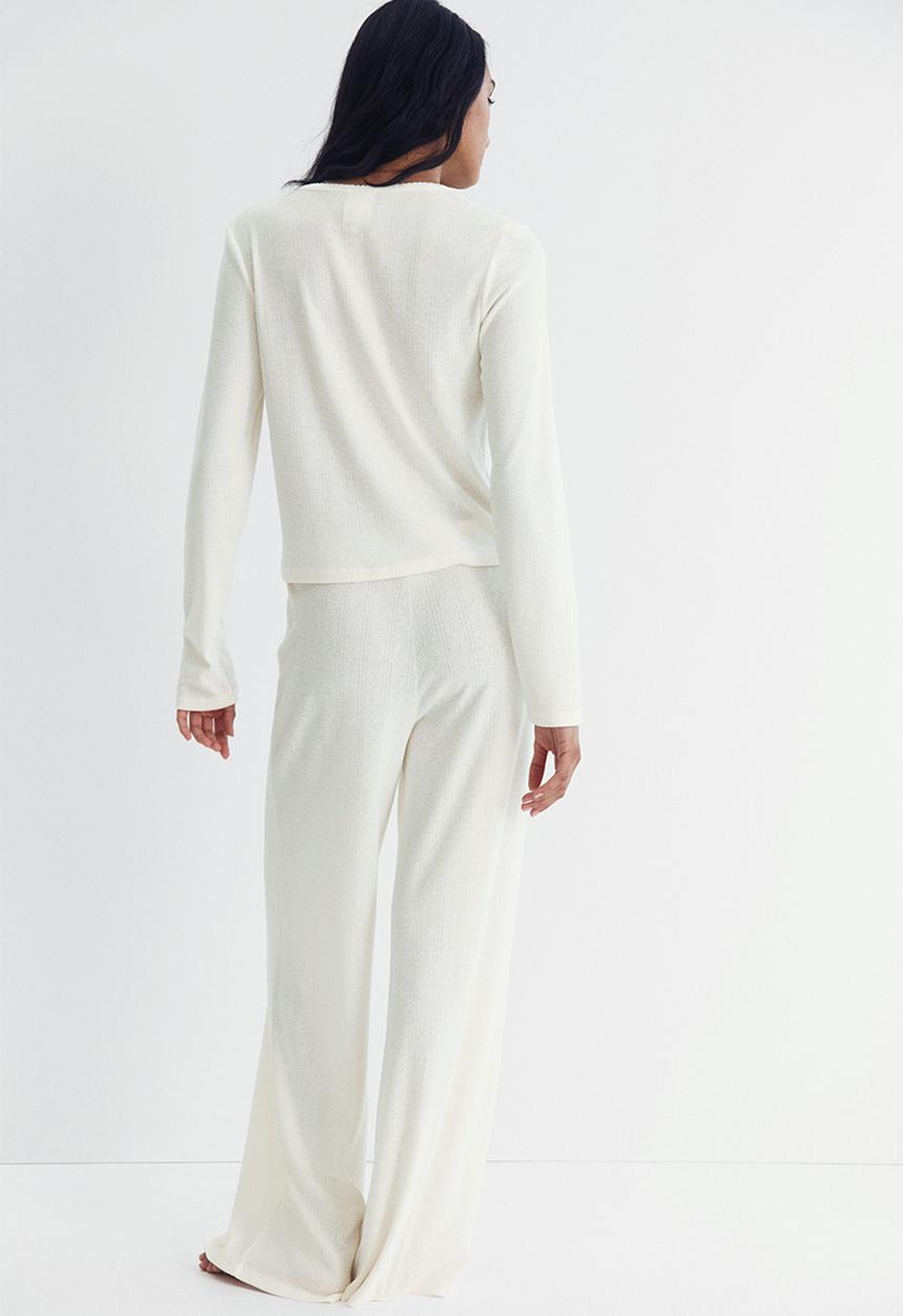 H&M - Pointelle jersey pyjamas - cream