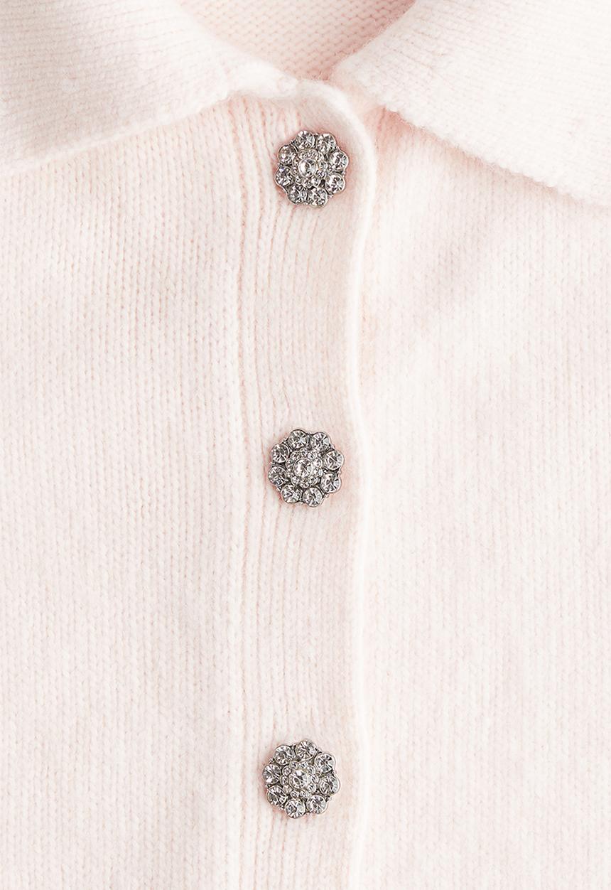 H&M - Short-sleeved collared cardigan - pale pink
