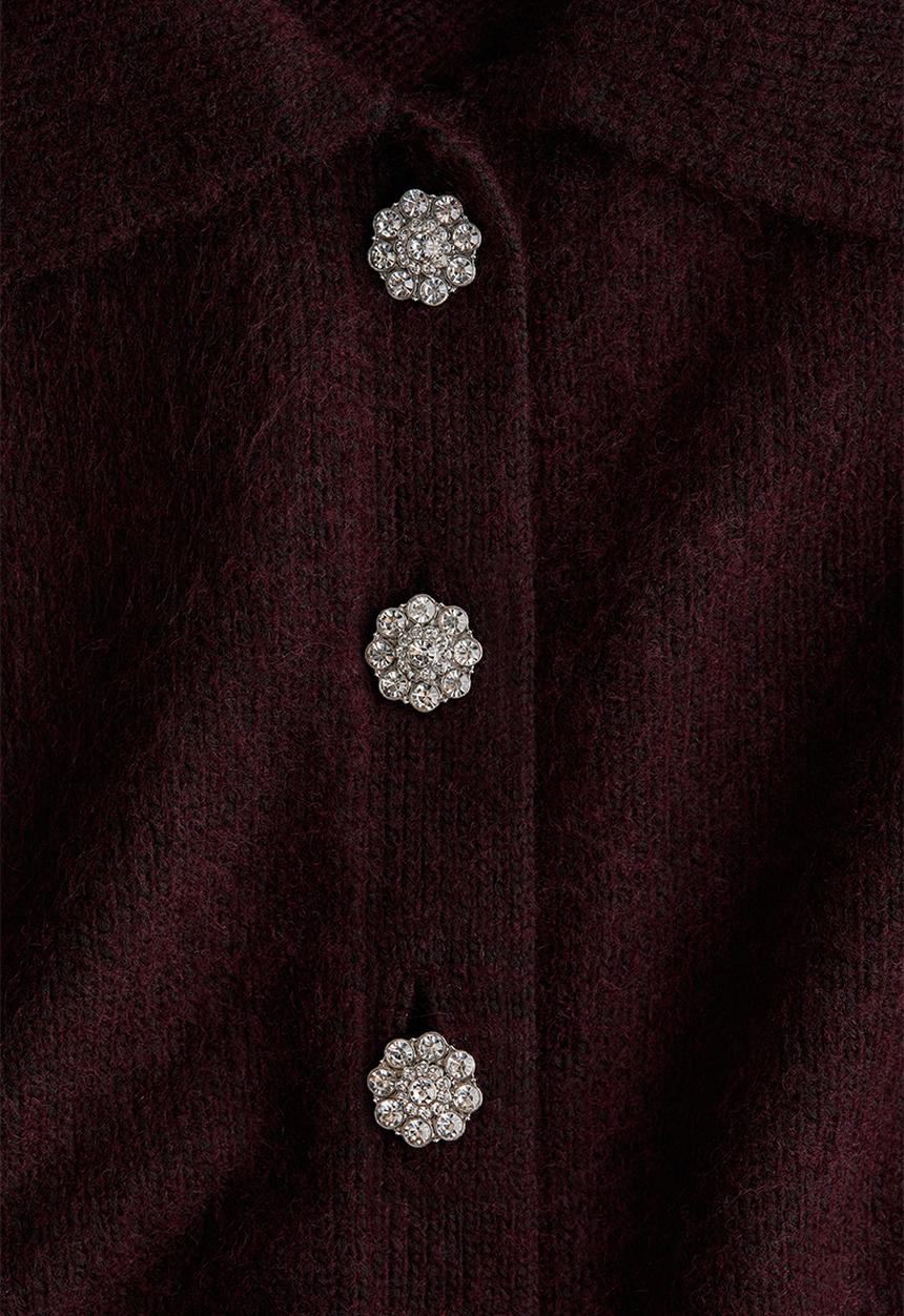 H&M - Short-sleeved collared cardigan - burgundy