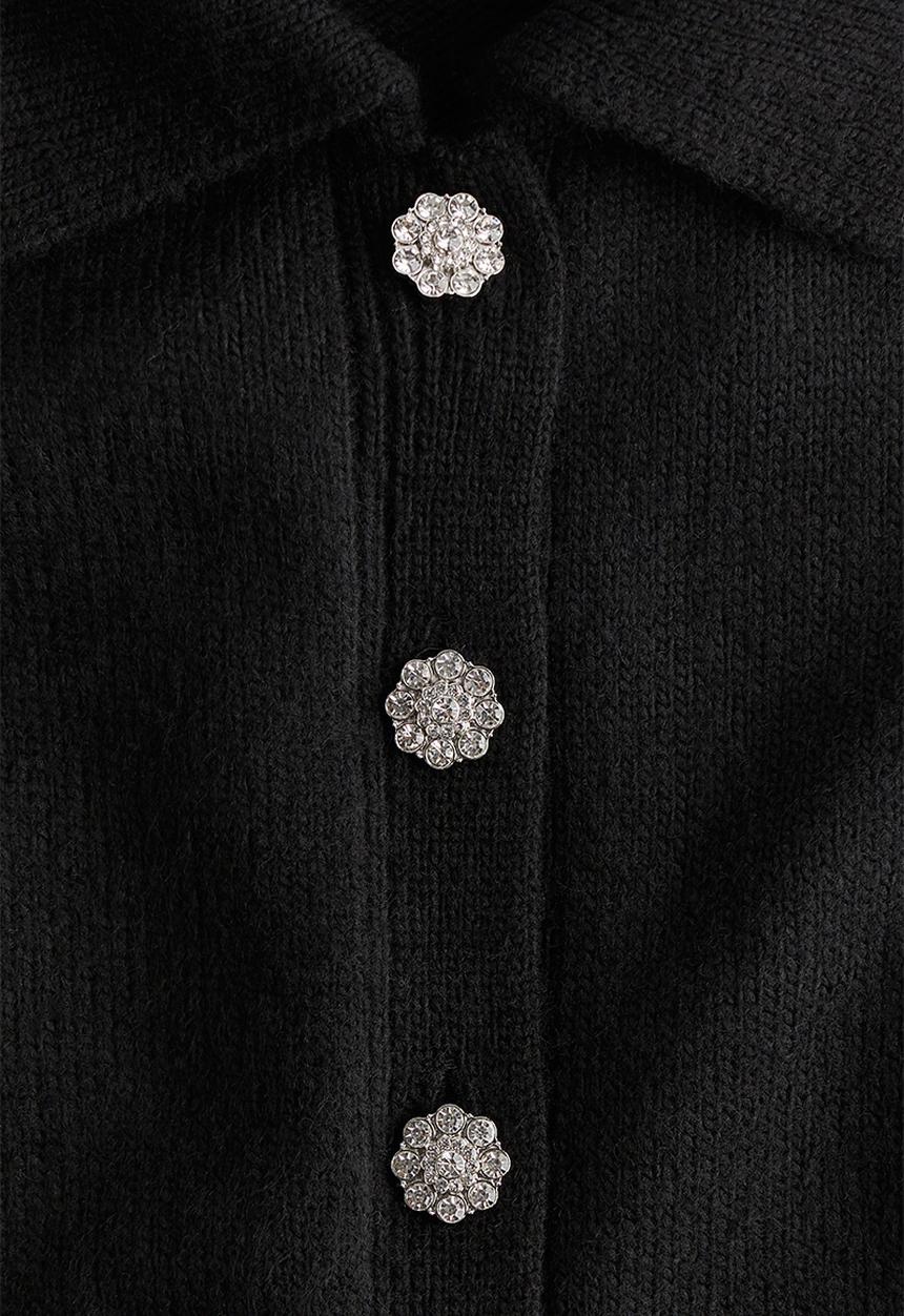 H&M - Short-sleeved collared cardigan - black