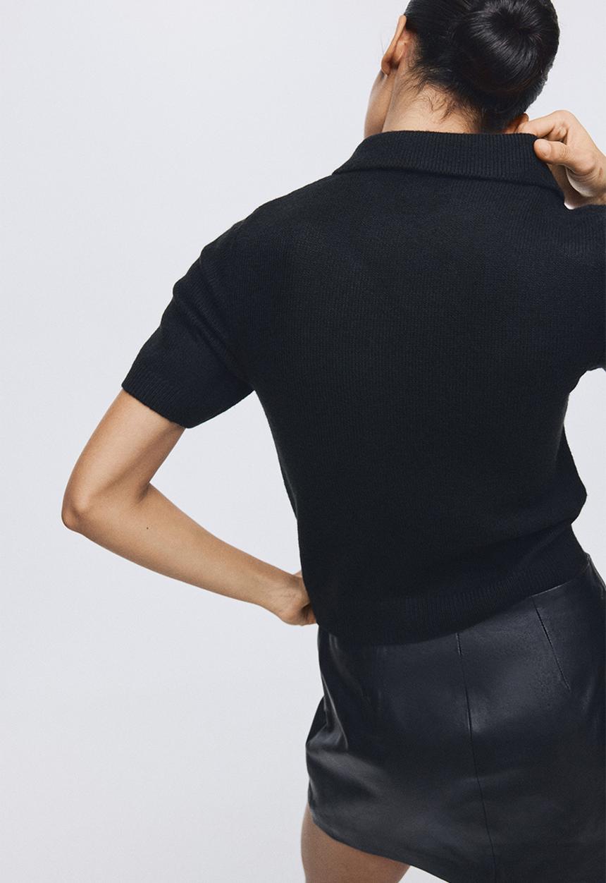 H&M - Short-sleeved collared cardigan - black