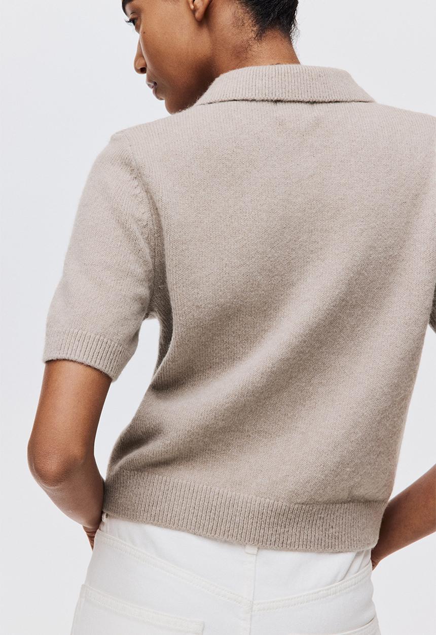 H&M - Short-sleeved collared cardigan - beige
