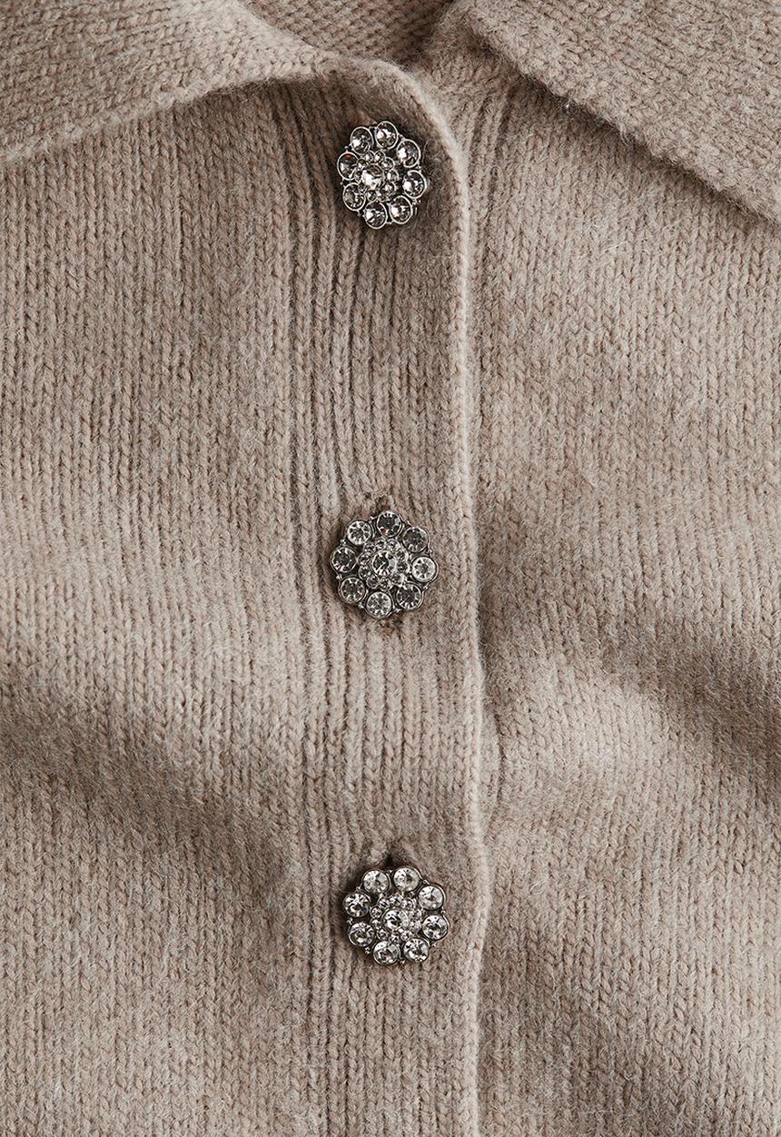 H&M - Short-sleeved collared cardigan - beige