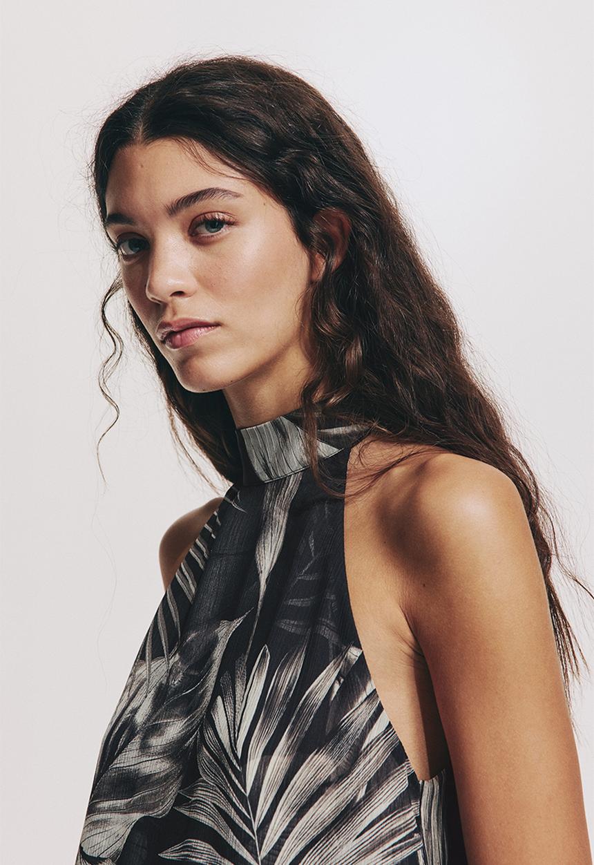 H&M - Halterneck top - black/patterned