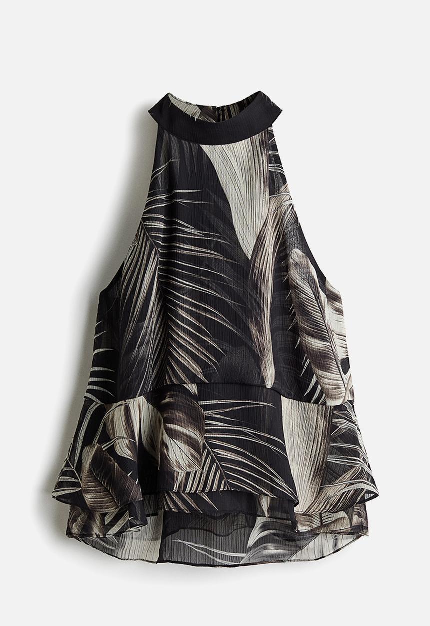 H&M - Halterneck top - black/patterned