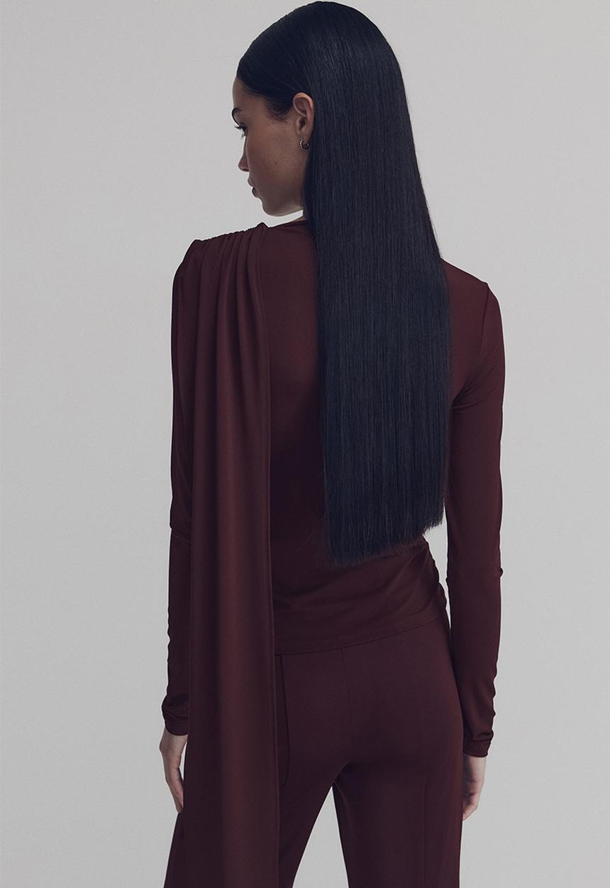 H&M - Gathered top - burgundy
