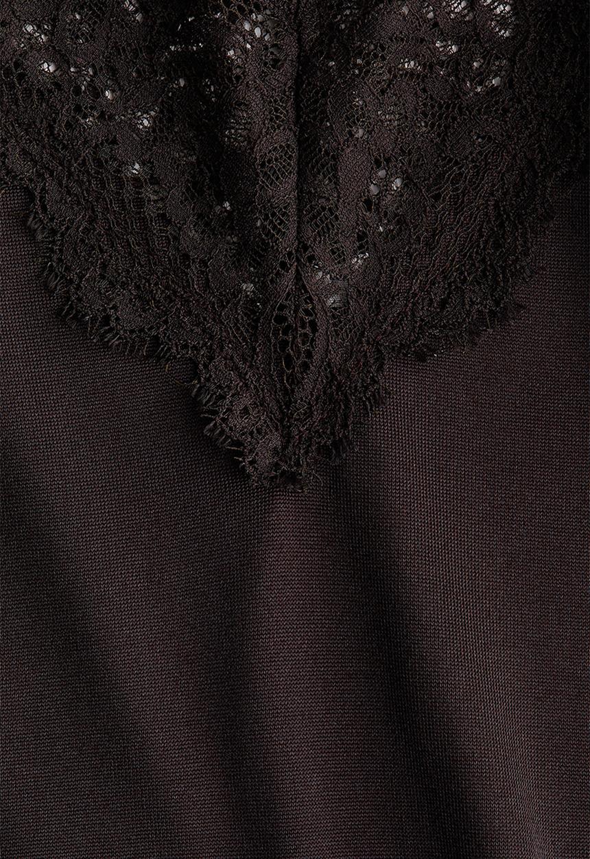 H&M - Lace-trimmed strappy top - dark brown