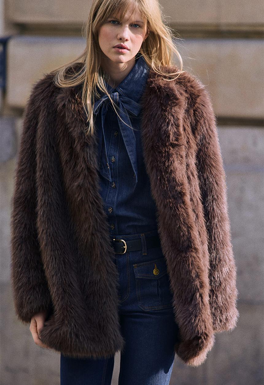 H&M - Fluffy coat - dark brown