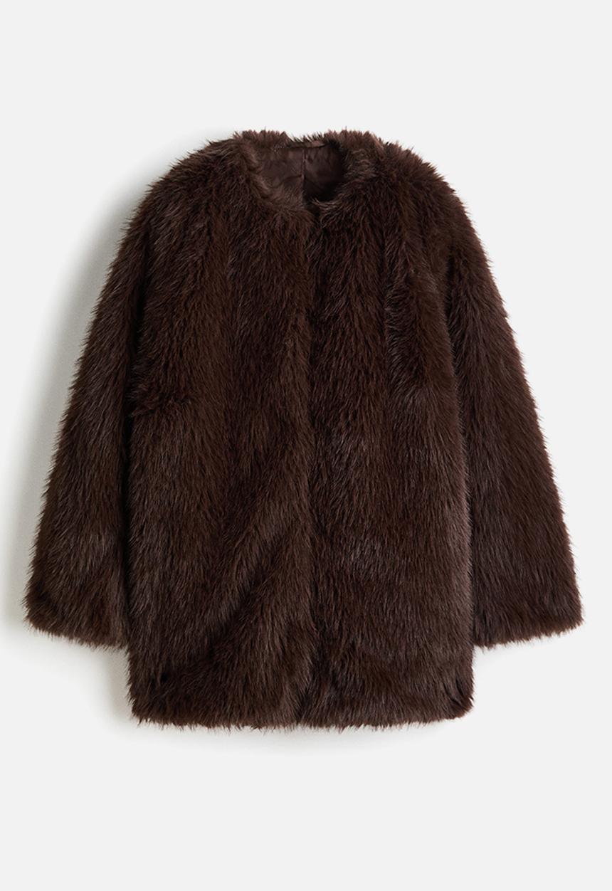 H&M - Fluffy coat - dark brown
