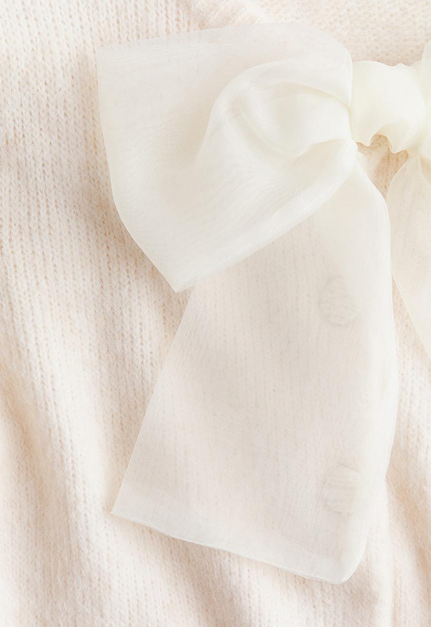 H&M - Bow-detail knitted cardigan - cream