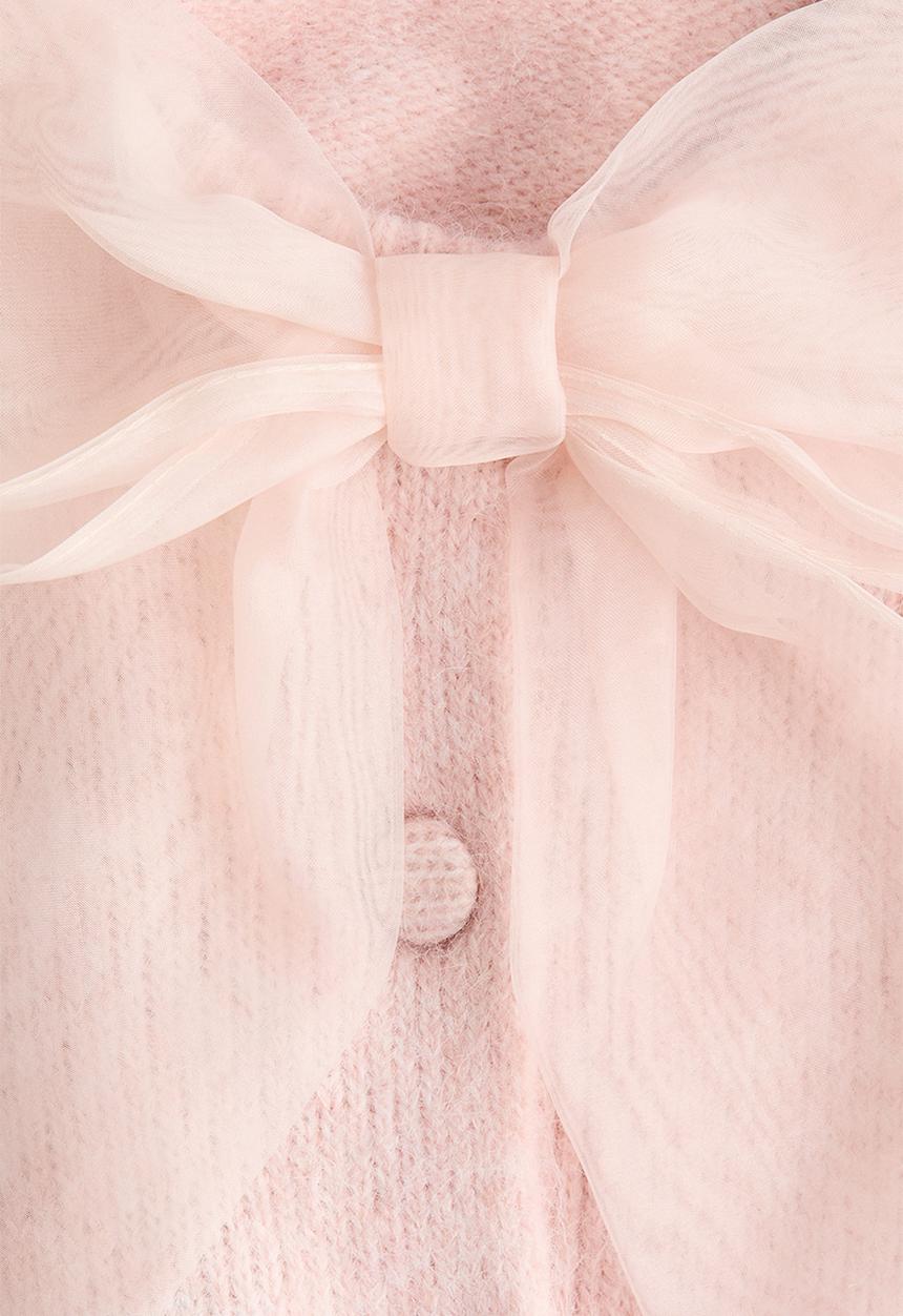 H&M - Bow-detail knitted cardigan - light pink