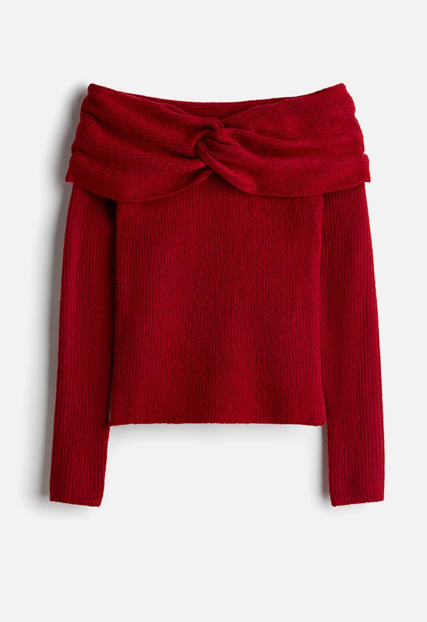 H&M - Off-the-shoulder jumper - dark red