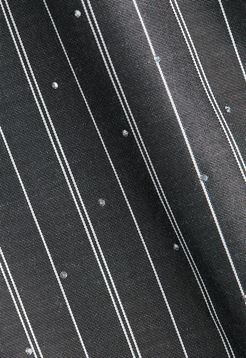 H&M - Short embellished shirt - dark grey/striped