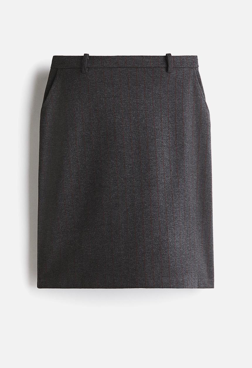 H&M - Jersey pencil skirt - grey marl/striped