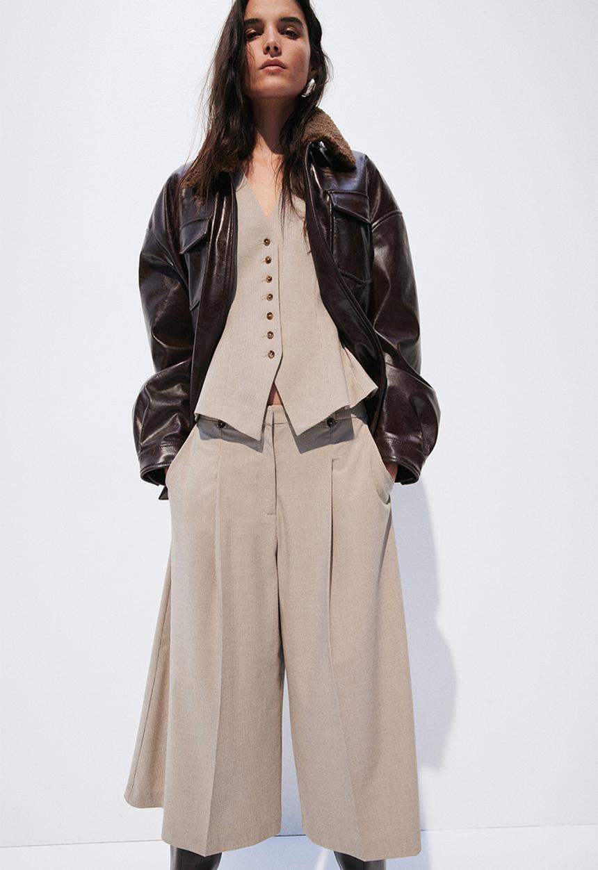 H&M - Cropped tailored trousers - beige