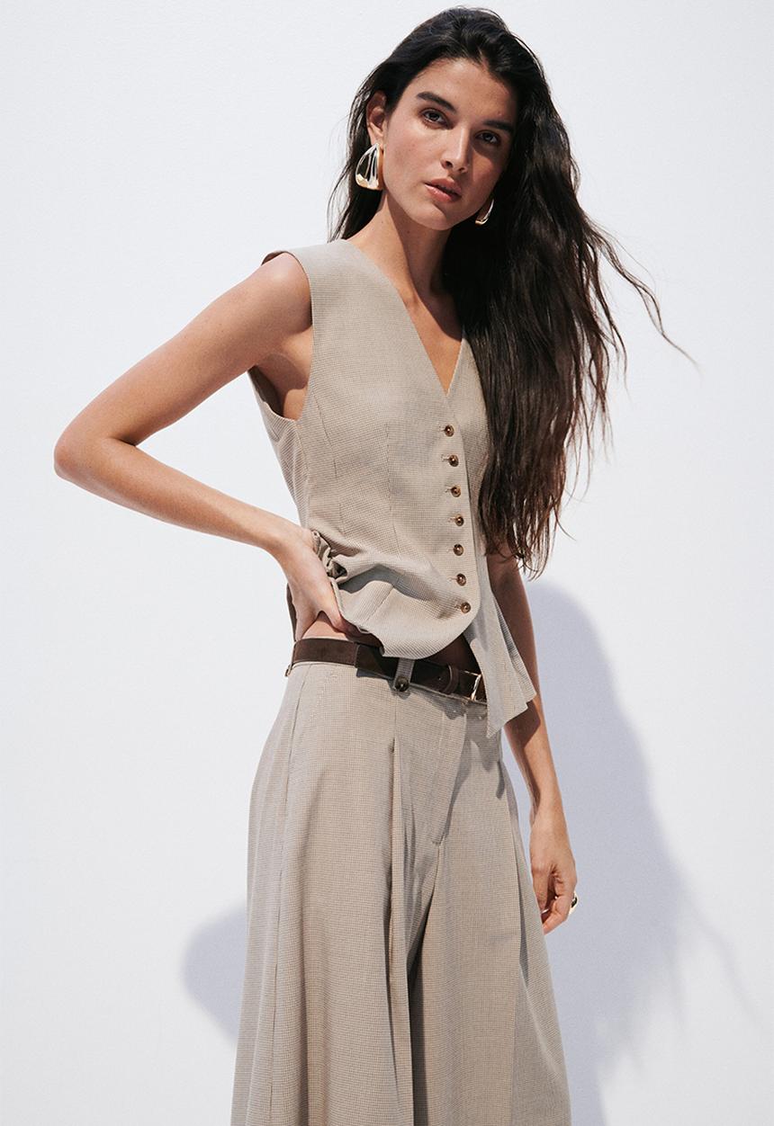 H&M - Cropped tailored trousers - beige