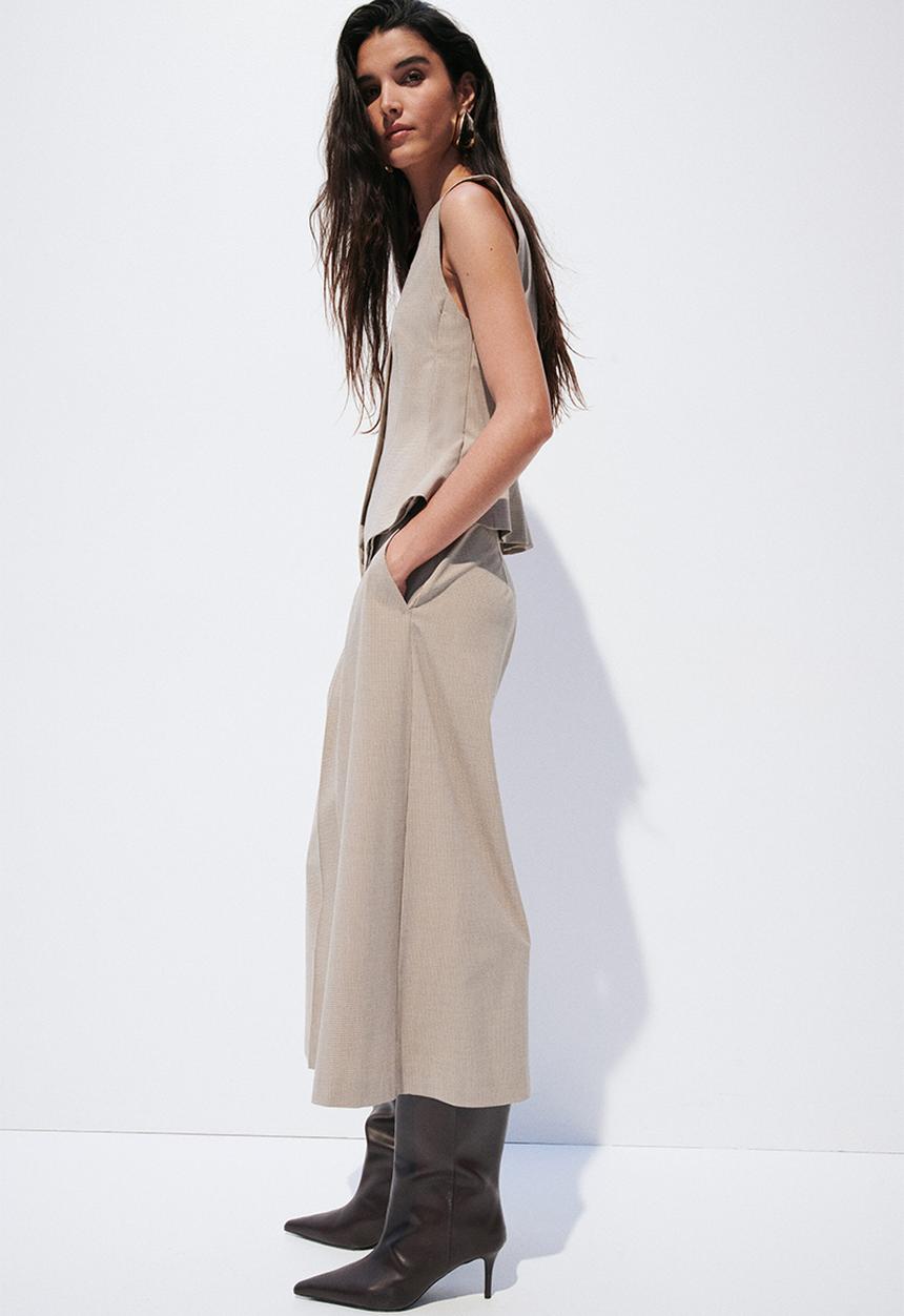 H&M - Cropped tailored trousers - beige