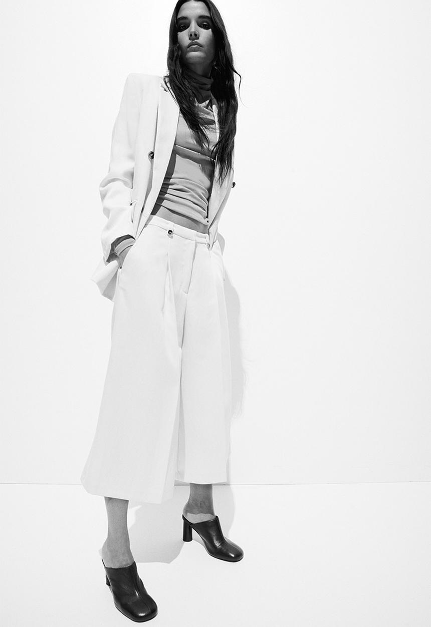 H&M - Cropped tailored trousers - light beige