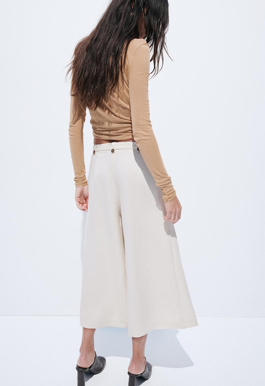 H&M - Cropped tailored trousers - light beige