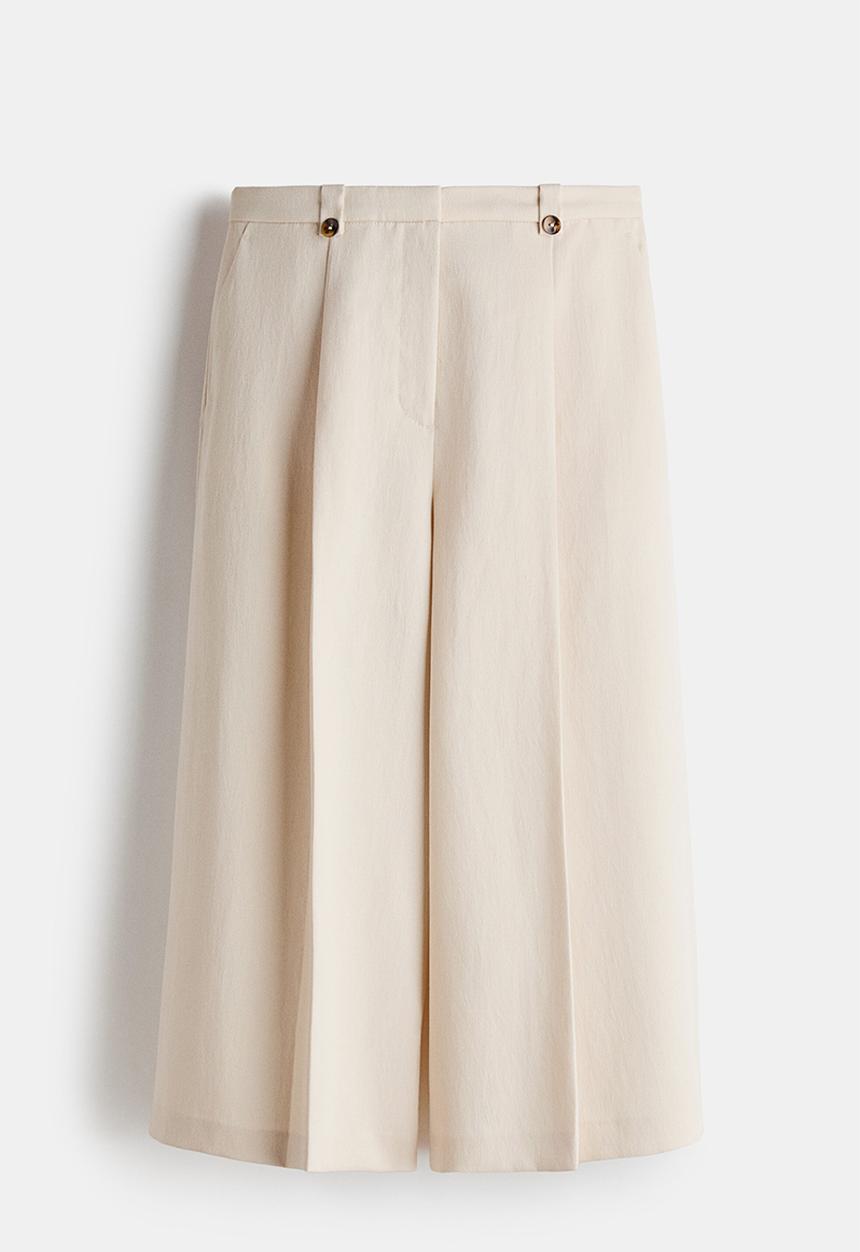 H&M - Cropped tailored trousers - light beige