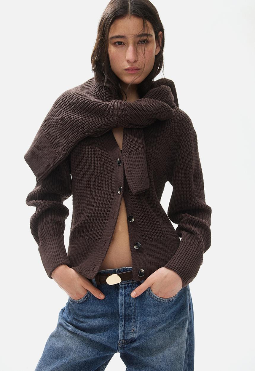 H&M - Rib-knit cardigan - dark brown