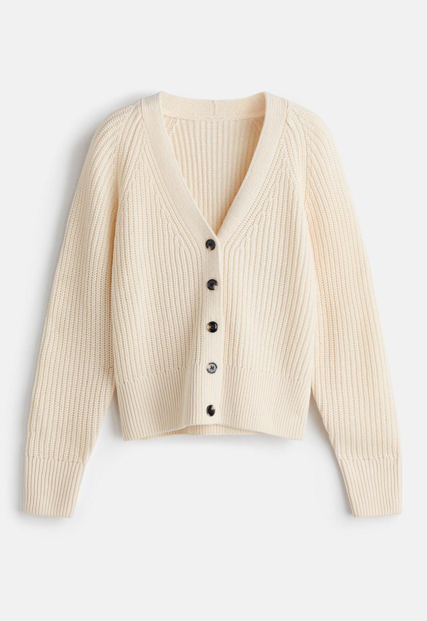 H&M - Rib-knit cardigan - cream