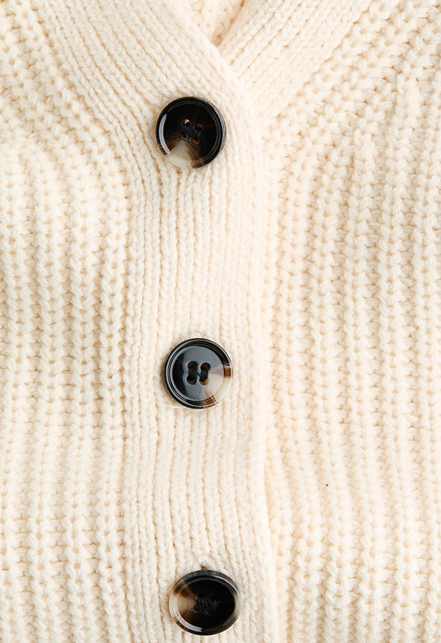 Rib-knit cardigan - cream - 1335847002