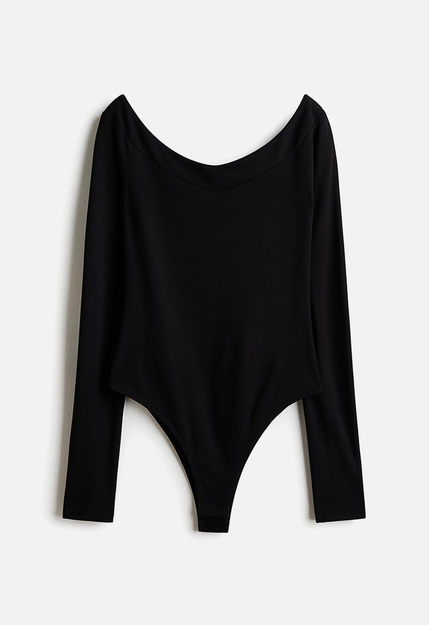 H&M - Off-the-shoulder ponte di roma body - black