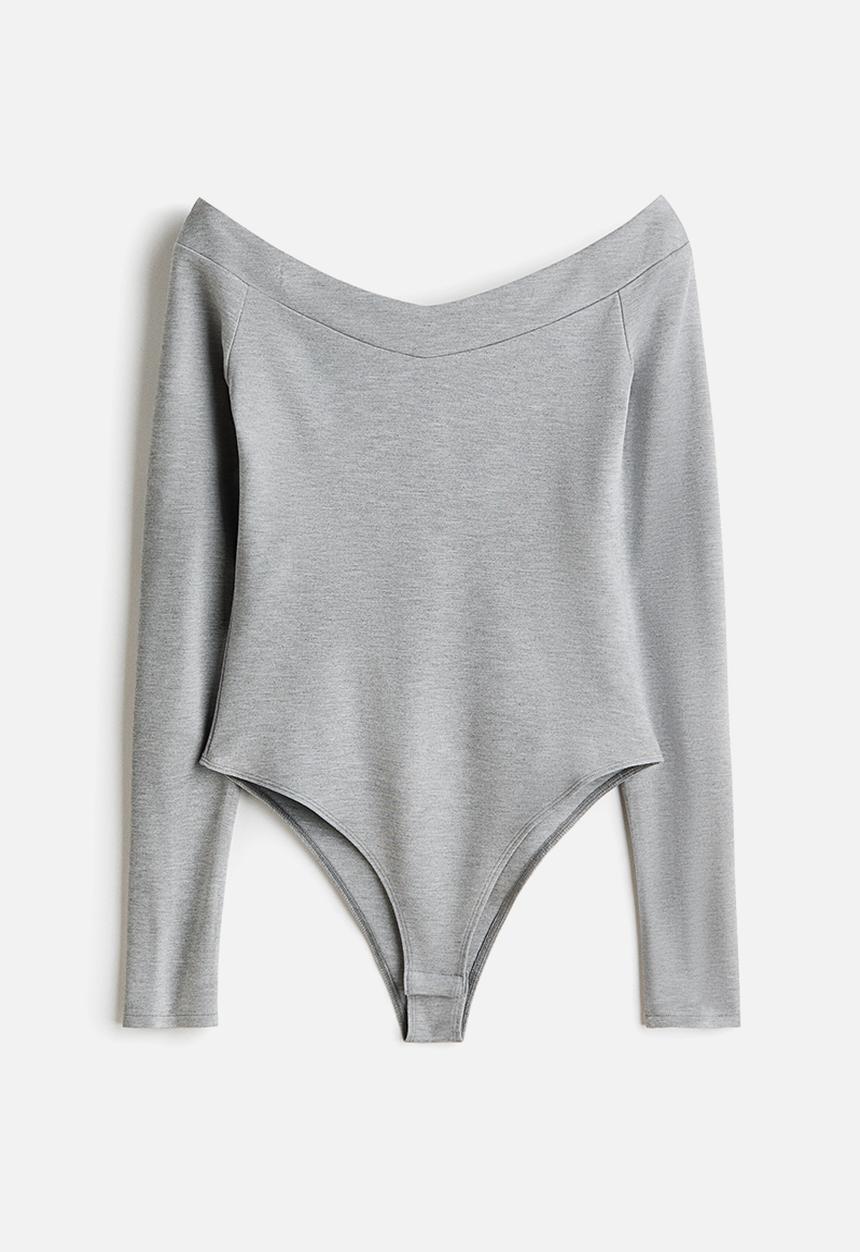H&M - Off-the-shoulder ponte di roma body - light grey