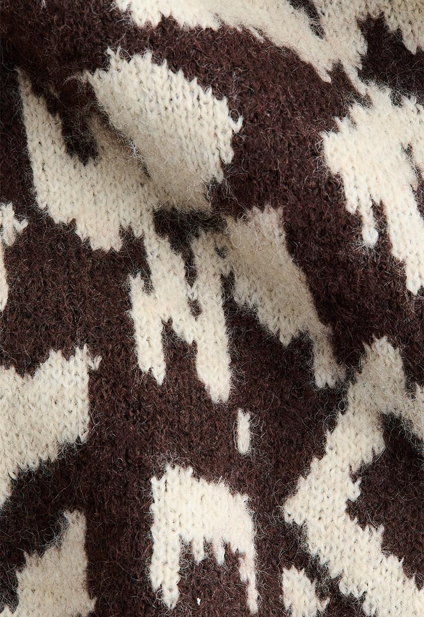 H&M - Jacquard-knit cardigan - dark brown/leopard print