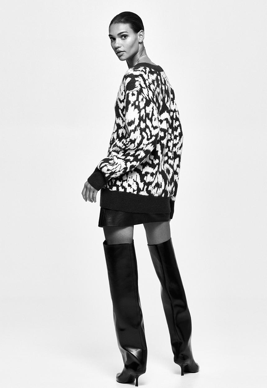 H&M - Jacquard-knit cardigan - dark brown/leopard print