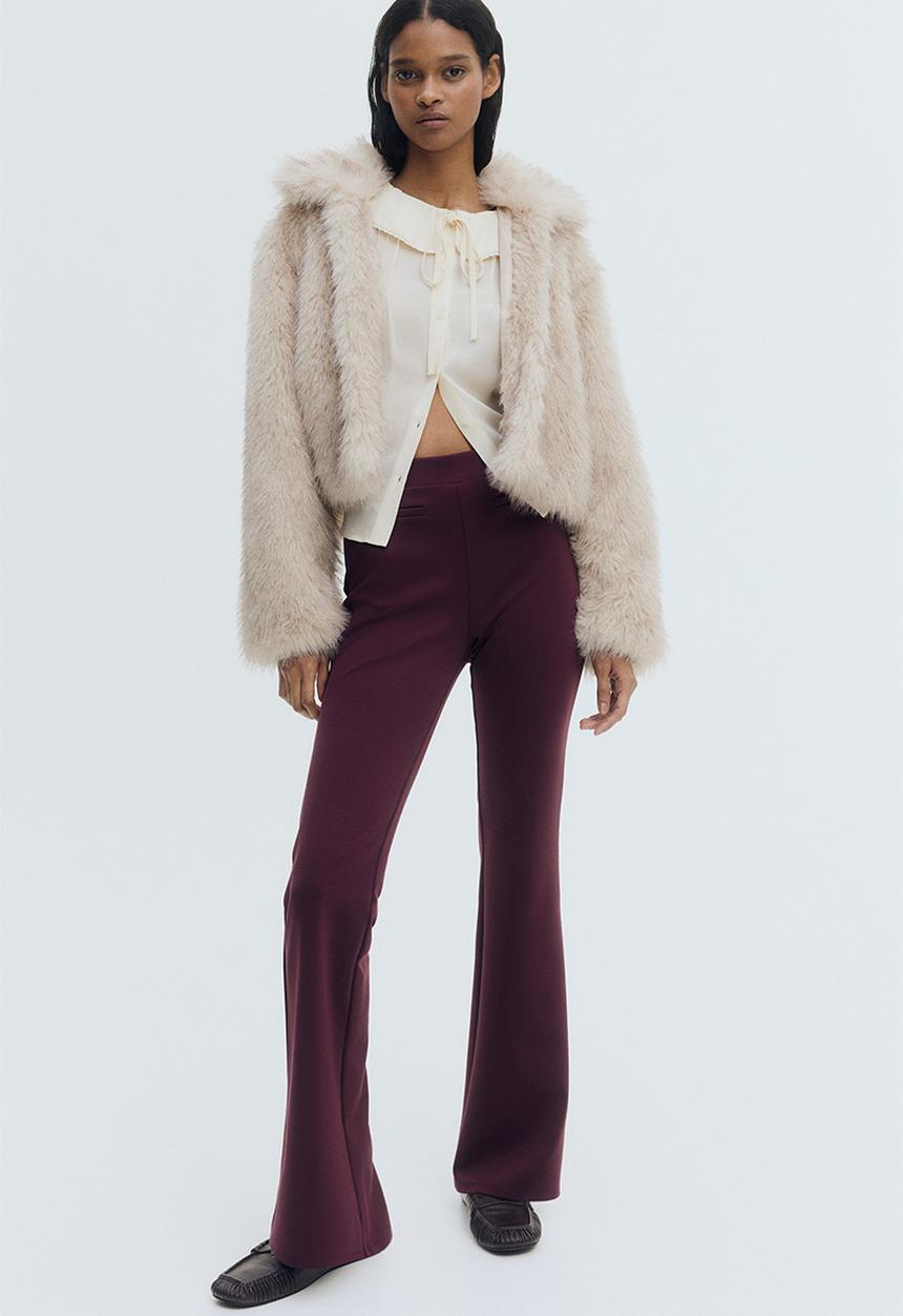 H&M - Flared trousers - plum red