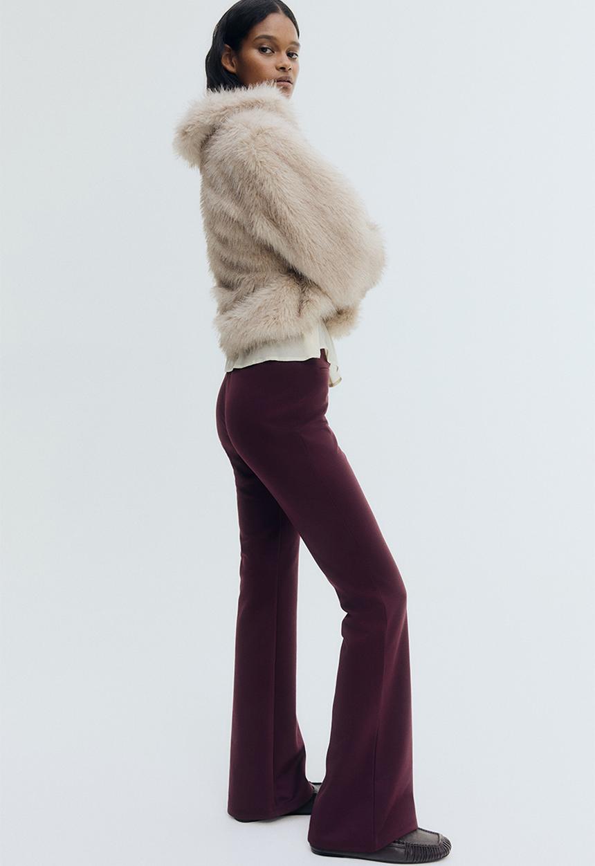 H&M - Flared trousers - plum red